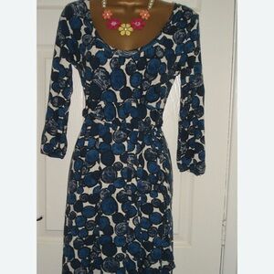 Boden Blue and White Jersey Scoop-Neck Dress